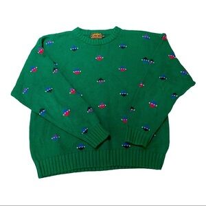 Vintage Eddie Bauer Green 100% Cotton Men Sweater Made in England Size XL